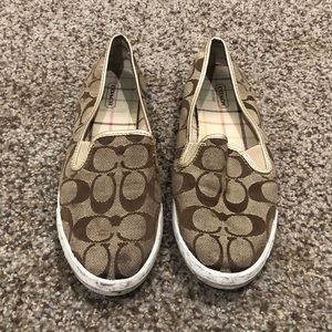 Signature Brown Coach Slip-on Sneakers